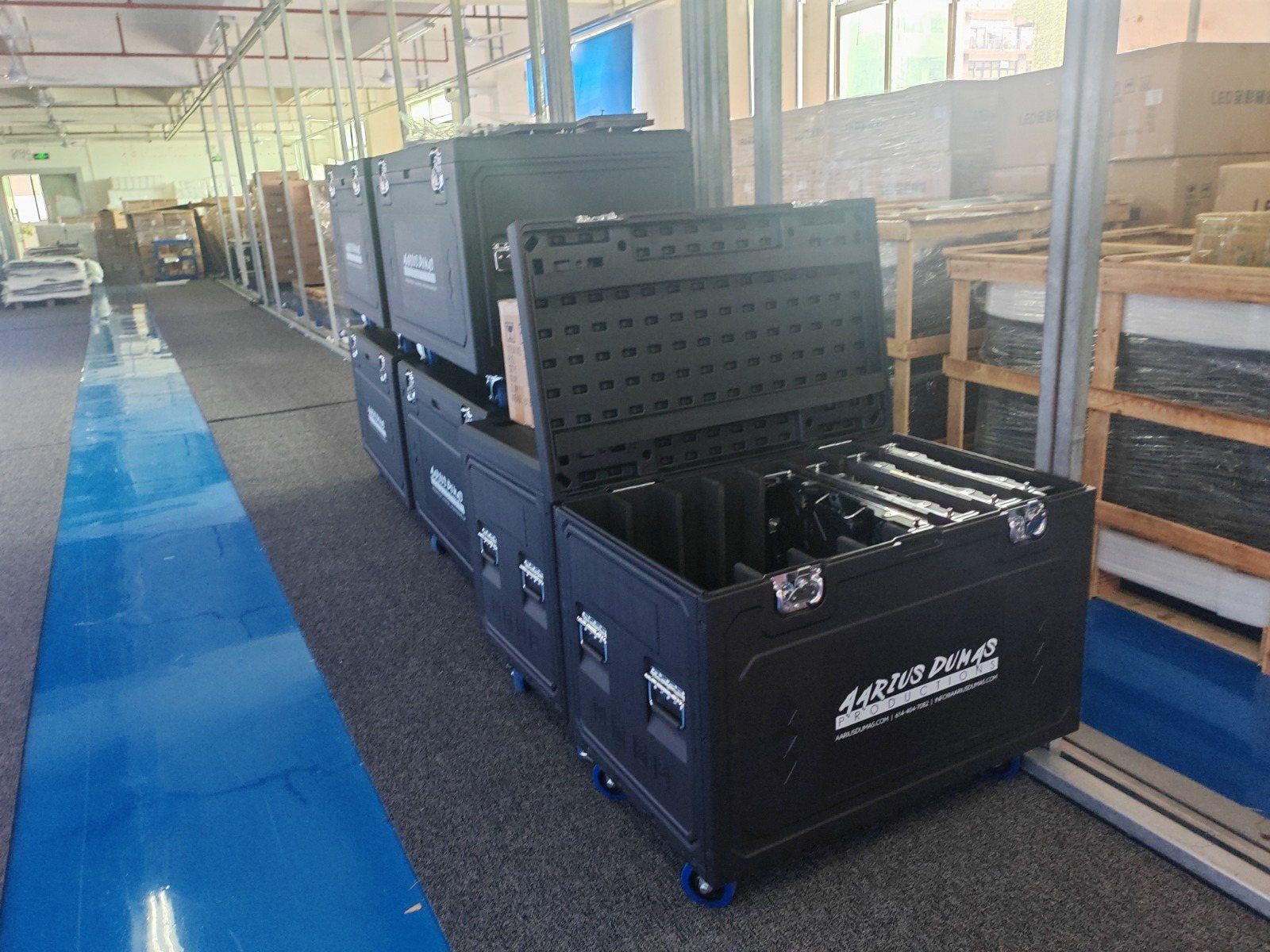 Branded LED wall road cases ready to ship