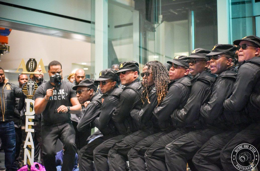 Aarius Dumas in a BLK HACK shirt covering a step show performance